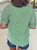 Green Pinstripe Split Neck Blouse
