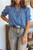 Blue Pinstripe Puff Sleeve Blouse