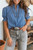 Blue Pinstripe Puff Sleeve Blouse