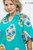 Mint Blue Boho Floral Plus Blouse