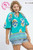 Mint Blue Boho Floral Plus Blouse