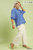 Peri Blue Stripe Trim Plus Top