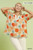 Mint Mix Floral Print Puff Sleeve Plus Top