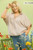 Latte Stripe Oversize Collared Plus Top
