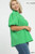 Green Textured Puff Sleeve Plus Blouse