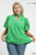 Green Textured Puff Sleeve Plus Blouse