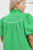 Green Textured Puff Sleeve Plus Blouse