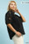 Black Lace Sleeve Textured Plus Blouse