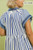 Blue Stripe Flutter Sleeve Tiered Plus Dress