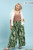 Green Tropical Leaf Print Wide Leg Plus Pants