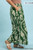 Green Tropical Leaf Print Wide Leg Plus Pants