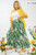 Green Tropical Leaf Print Wide Leg Plus Pants
