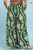 Green Tropical Leaf Print Wide Leg Plus Pants