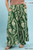 Green Tropical Leaf Print Wide Leg Plus Pants