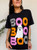 Boo Stacked Black Tee