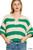 Kelly Green Split Neck Stripe Sweater