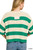 Kelly Green Split Neck Stripe Sweater