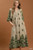 Sage Border Print Smocked Detail Midi Dress