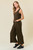 Black Button-front Gold Print Jumpsuit