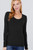 Black Scoop Neck Long-sleeve Plus Top