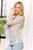White Polka-dot Shirred Mesh Top