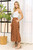 Brown Polka-dot Pleated Midi Skirt
