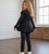 Girls' Black Ribbed Ruffle Top