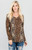 Leopard Print Vneck Long-sleeve Top