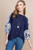 Navy Chiffon Bubble Sleeve Twist Top