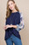 Navy Chiffon Bubble Sleeve Twist Top