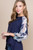 Navy Chiffon Bubble Sleeve Twist Top