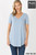 Ash Blue Vneck Round Hem Plus Top