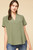 Olive Vneck Placket Top