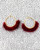 Burgundy Fur Fringed Hoop Earrings