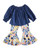 Girls' Denim Floral Bell Bottoms Set