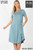 Blue Grey Short-sleeve Round Hem Plus Dress