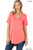Deep Coral Vneck Hi-low Hem Top