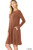Light Brown Long-sleeve Flare Dress
