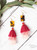 Dark Red Leopard Marble Tassel Earrings