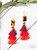 Red Leopard Marble Tassel Earrings
