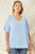 Blue Vneck Woven Plus Top