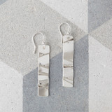 Bold Contemporary drop earrings in sterling silver. Reflections design. each pair is unique.