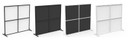 AisleLok Modular Wall variations with solid aluminum composite material
(ACM) panels in black and white