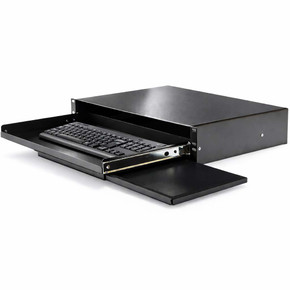 34-105040 2U Flush Mount Keyboard Shelf with a keyboard