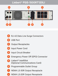 Rear panel of the PSI5-1500RT120LI Lithium-Ion Line Interactive UPS Rear panel of the PSI5-1500RT120LI Lithium-Ion Line Interactive UPS