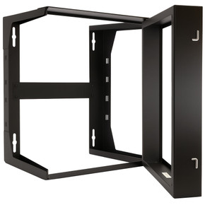 The 34-103000: 12U Hinged Wall Mount Open Frame Rack swung open
