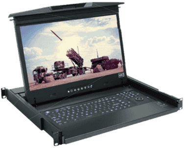 Rugged Military Grade 1U LED-backlit KVM Drawer
