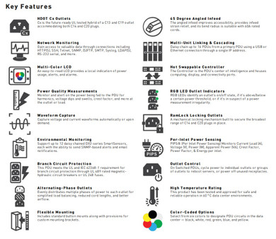 Key features of the Server Tech Smart  C4W48RA-2-11kw PRO4X Switched 1.9kW - 11kW PDU