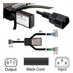 uATS1-HV-YC13-C14-6 2x C14 Input (6ft Cords) to 1x C13 Output (1ft