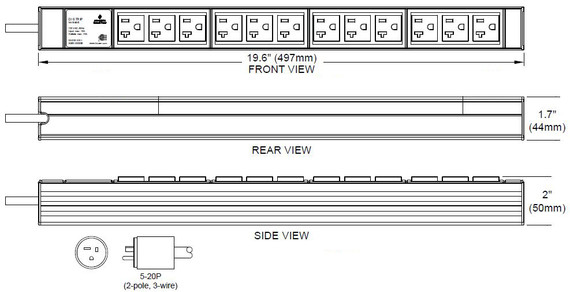 Basic Rack PDU, 12 Outlets 5-20R, 20A